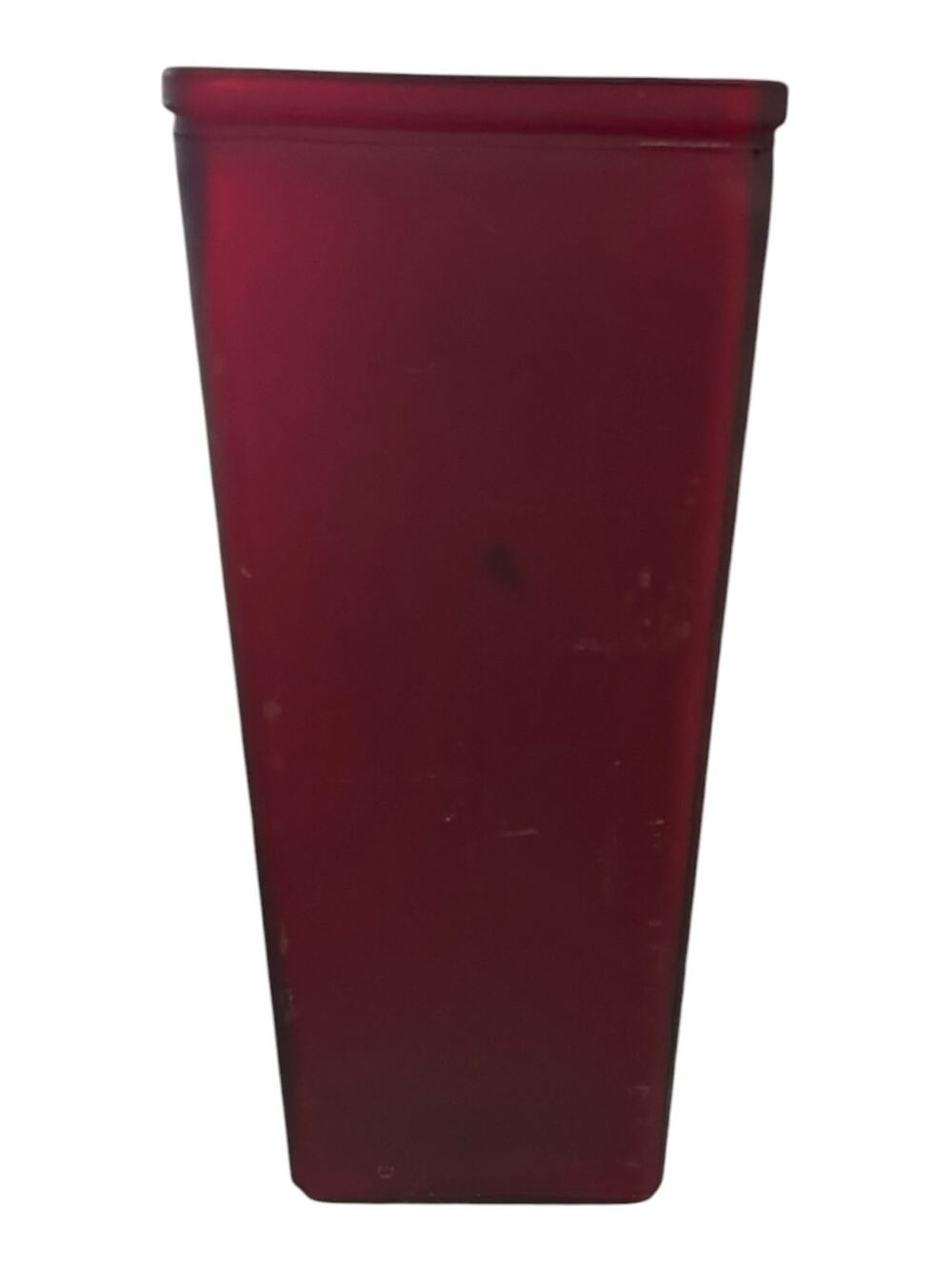 Red Opaque Vase 9" Tall 4"x4" Top 3"x3" bottom